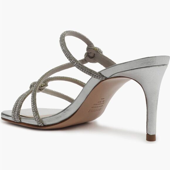 Schutz Lauryn Silver Rhinestone Sparkle Heeled Sandals Dressy Brand new in box - Picture 3 of 6